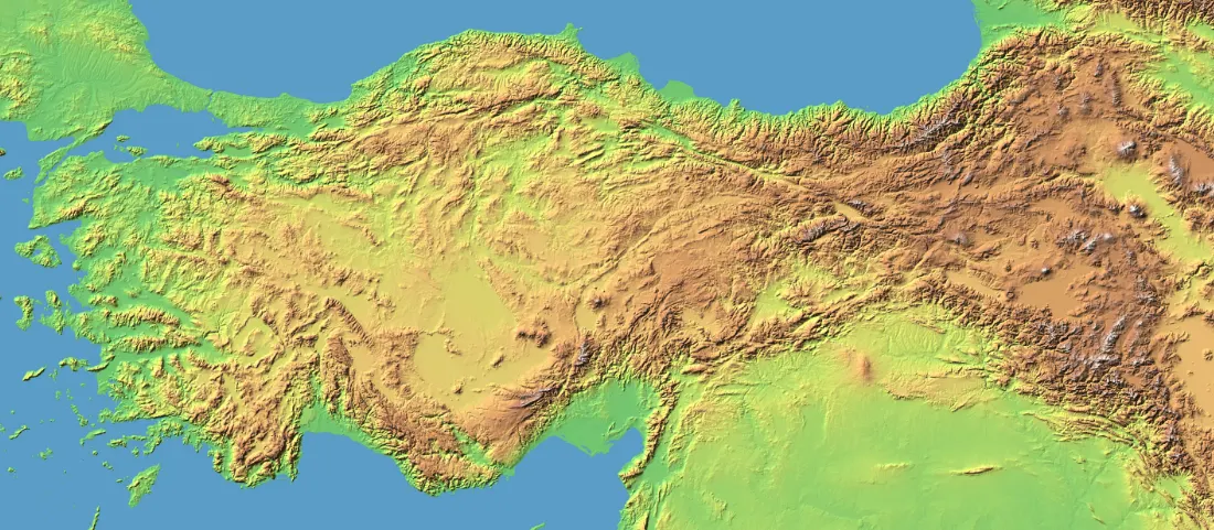 Türkiye kabartma haritası üzerinde dağlar